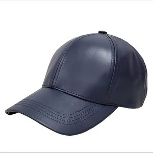 NWOT Leather Baseball Cap-Hat (Grey/Gray)
